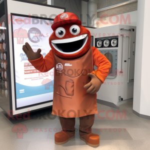 Rust Plate Spinner mascot costume character dressed with a Long Sleeve Tee and Pocket squares