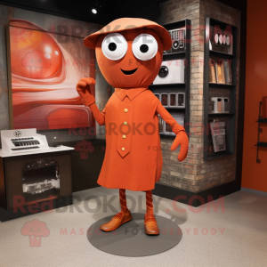 Rust Plate Spinner mascot costume character dressed with a Long Sleeve Tee and Pocket squares