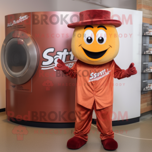 Rust Plate Spinner mascot costume character dressed with a Long Sleeve Tee and Pocket squares