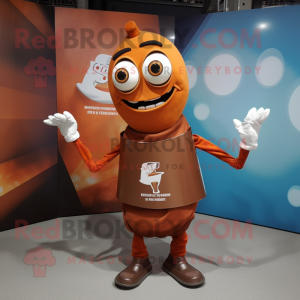 Rust Plate Spinner mascot costume character dressed with a Long Sleeve Tee and Pocket squares