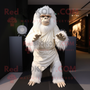 White Orangutan mascot costume character dressed with a Bodysuit and Scarves