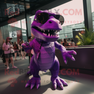 Paars T Rex mascotte...