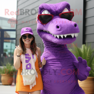 Paars T Rex mascotte...