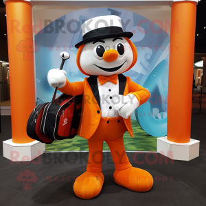 Orange Golf Bag mascot costume character dressed with a Suit and Bow ties
