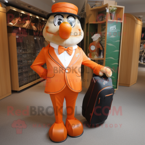 Orange Golf Bag mascot costume character dressed with a Suit and Bow ties