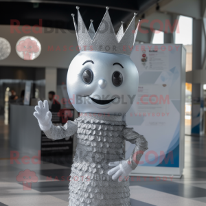 Silver Queen mascot costume character dressed with a Bodysuit and Beanies