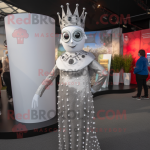 Silver Queen mascot costume character dressed with a Bodysuit and Beanies
