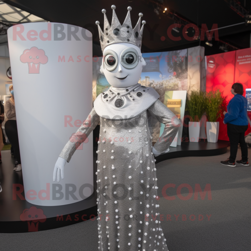 Silver Queen mascot costume character dressed with a Bodysuit and Beanies Silver Queen mascot costume character dressed with a Bodysuit and Beanies