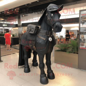 Black Horse mascot costume character dressed with a Cargo Shorts and Belts