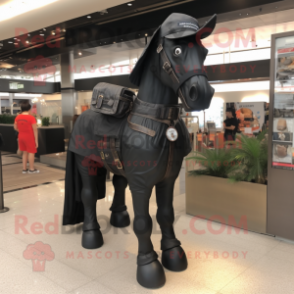Black Horse mascot costume character dressed with a Cargo Shorts and Belts