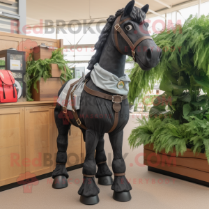 Black Horse mascot costume character dressed with a Cargo Shorts and Belts