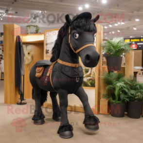 Black Horse mascot costume character dressed with a Cargo Shorts and Belts