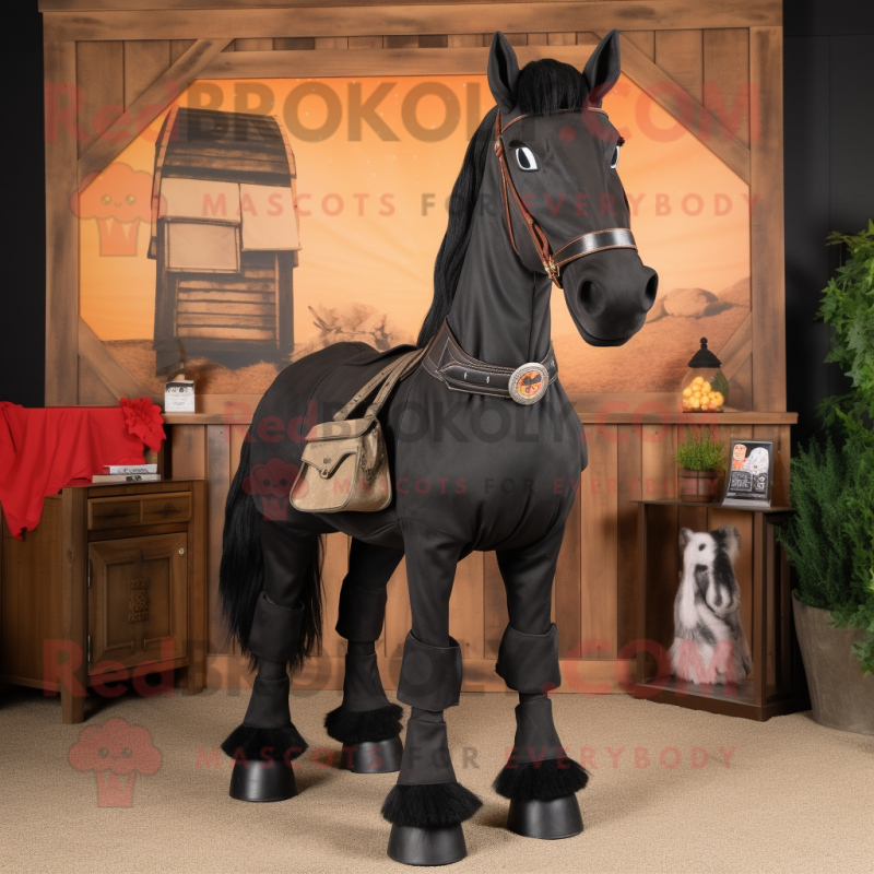 Black Horse mascot costume character dressed with a Cargo Shorts and Belts