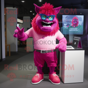 Magenta Ogre maskot kostym...