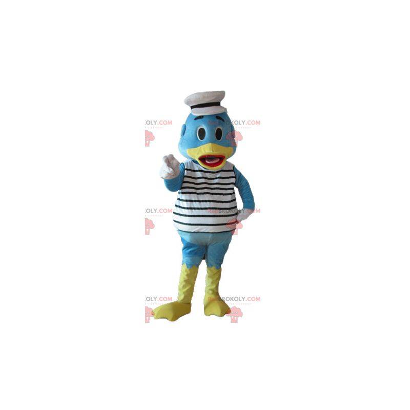 Blue and yellow duck mascot dressed as a sailor - Redbrokoly.com