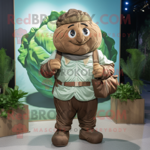 Brown Cabbage mascot costume character dressed with a Trousers and Necklaces