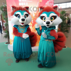 Teal Red Panda mascotte...