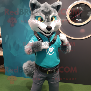 Teal Wolf mascotte kostuum...