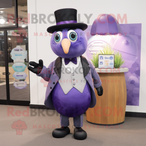 Lavender Grenade mascot costume character dressed with a Tuxedo and Pocket squares