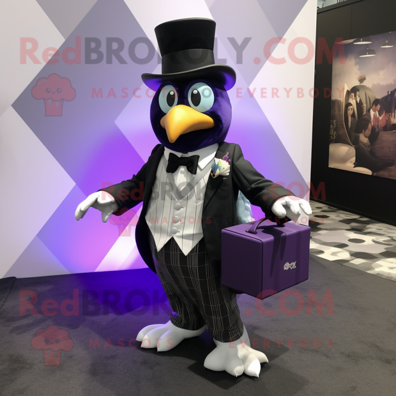 Lavender Grenade mascot costume character dressed with a Tuxedo and Pocket squares Lavender Grenade mascot costume character dressed with a Tuxedo and Pocket squares
