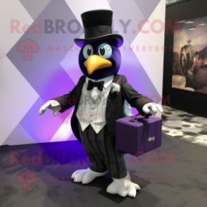 Lavender Grenade mascot costume character dressed with a Tuxedo and Pocket squares