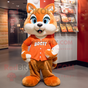 Orange Bobcat mascot costume character dressed with a Culottes and Coin purses