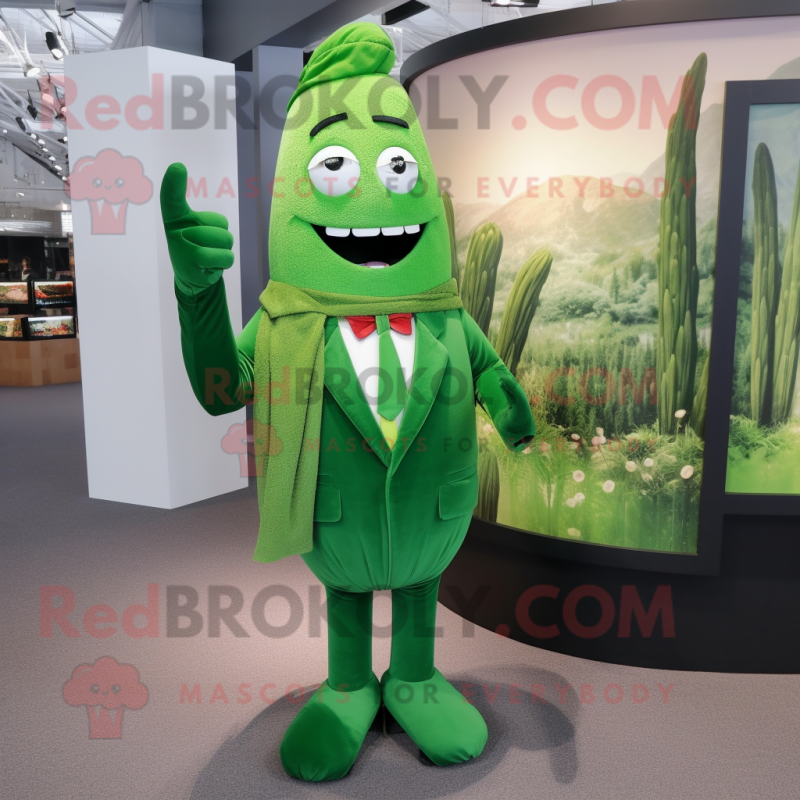 Green Asparagus mascot costume character dressed with a Suit Pants and Cufflinks Green Asparagus mascot costume character dressed with a Suit Pants and Cufflinks
