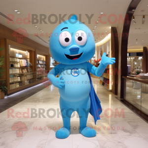 Sky Blue Hourglass mascot costume character dressed with a One-Piece Swimsuit and Backpacks