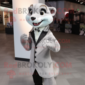 Silver Weasel maskot kostym...