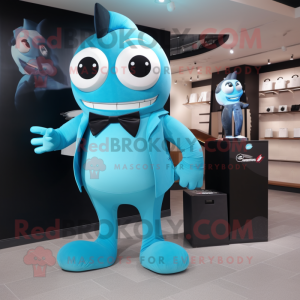 Cyan Cyclops maskot drakt...