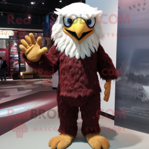 Maroon Eagle mascot costume character dressed with a Shorts and Hair clips