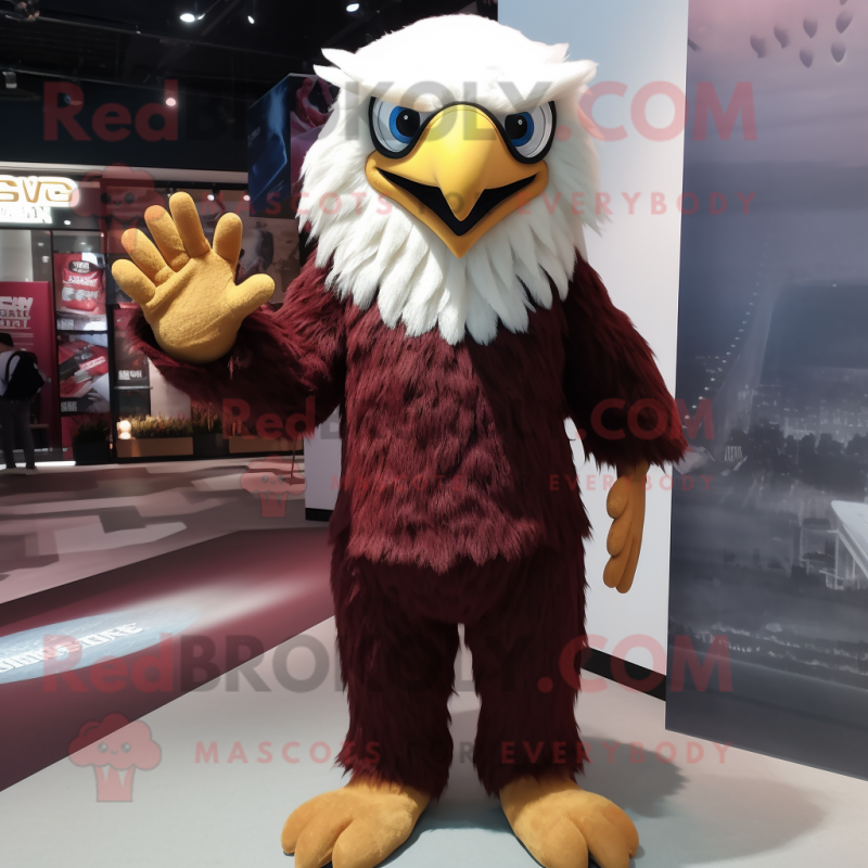Maroon Eagle mascot costume character dressed with a Shorts and Hair clips Maroon Eagle mascot costume character dressed with a Shorts and Hair clips