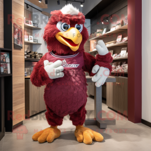 Maroon Eagle mascot costume character dressed with a Shorts and Hair clips
