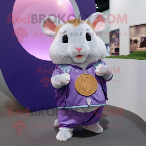 Lavender Hamster mascot costume character dressed with a Boyfriend Jeans and Coin purses