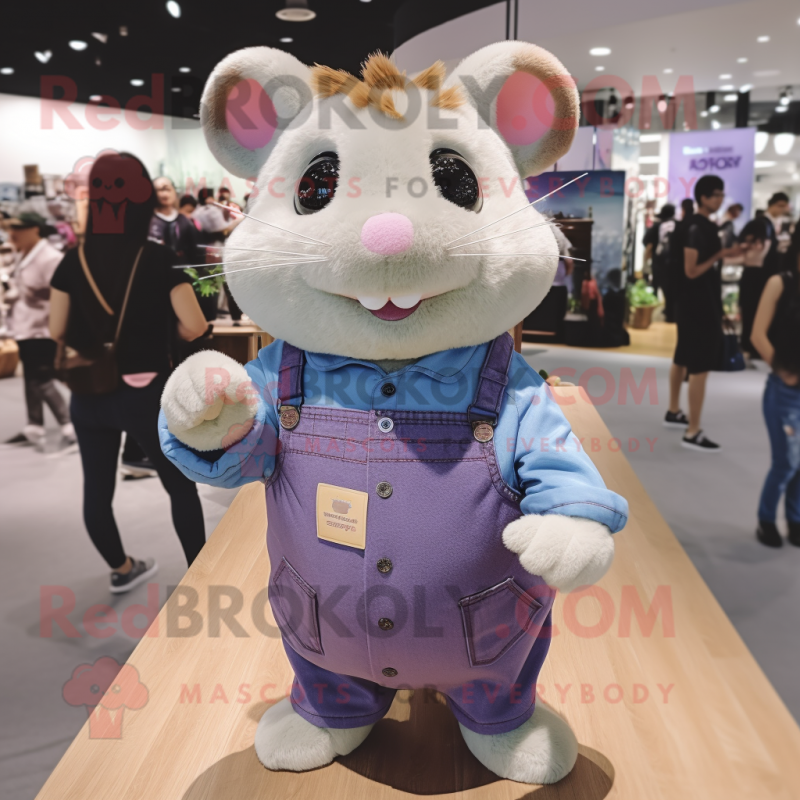 Lavender Hamster mascot costume character dressed with a Boyfriend Jeans and Coin purses