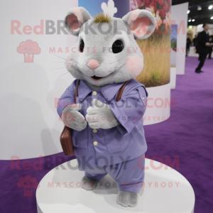 Lavender Hamster mascot costume character dressed with a Boyfriend Jeans and Coin purses