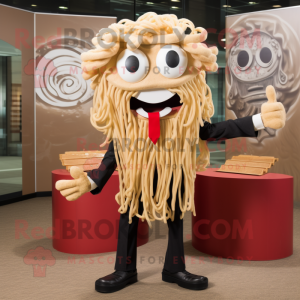 Tan Ramen mascot costume character dressed with a Suit and Shoe clips