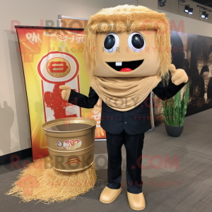 Tan Ramen mascot costume character dressed with a Suit and Shoe clips