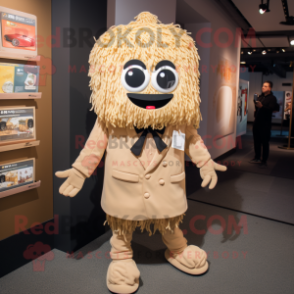 Tan Ramen mascot costume character dressed with a Suit and Shoe clips