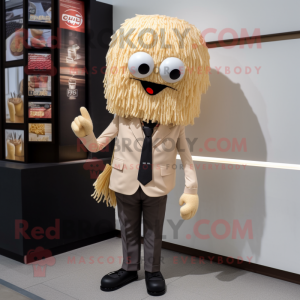 Tan Ramen mascot costume character dressed with a Suit and Shoe clips