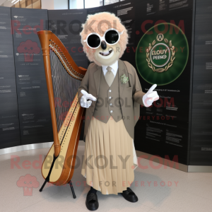 Tan Celtic Harp maskot...