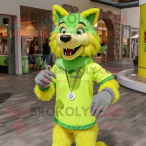 Lime Green Wolf maskot...