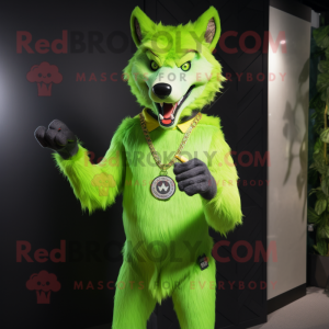 Lime Green Wolf maskot...