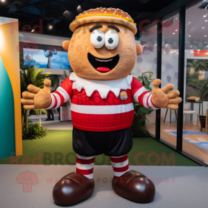 nan Hamburger mascot costume character dressed with a Rugby Shirt and Cufflinks