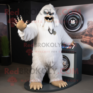 Hvit Sasquatch maskot drakt...