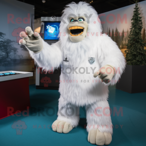 Hvit Sasquatch maskot drakt...