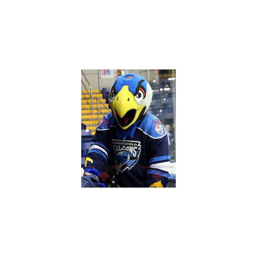 Mascotte d'aigle d'oiseau bleu blanc et jaune - Redbrokoly.com