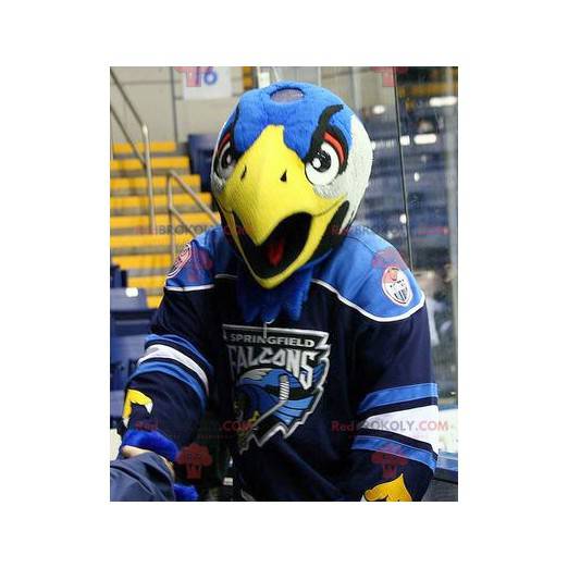 Mascotte d'aigle d'oiseau bleu blanc et jaune - Redbrokoly.com