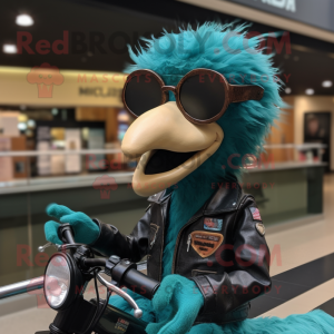 Teal Struisvogel mascotte...