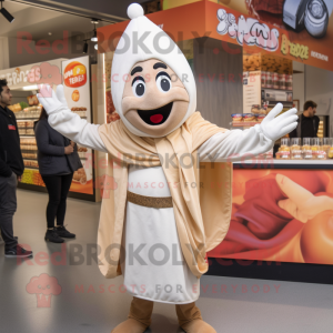 Beige Tikka Masala mascot costume character dressed with a Shorts and Mittens